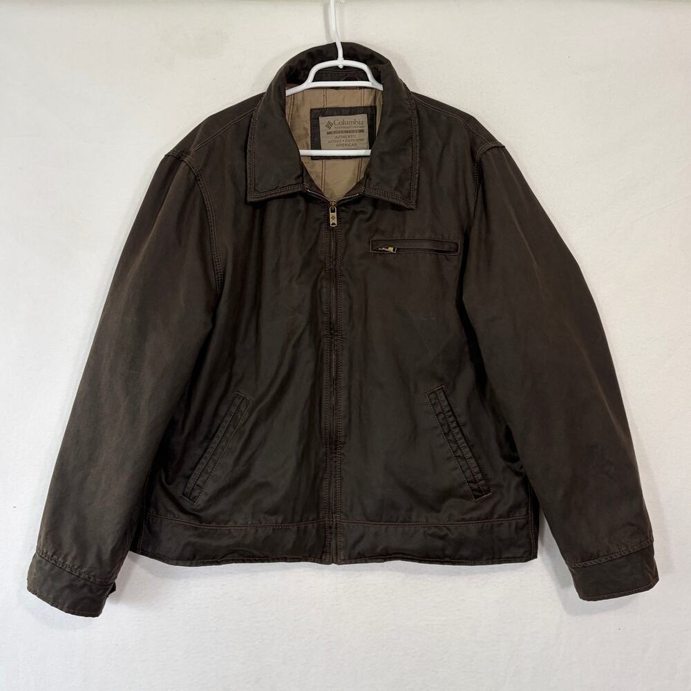 Columbia Leather Bomber Jacket Mens XL Vintage
